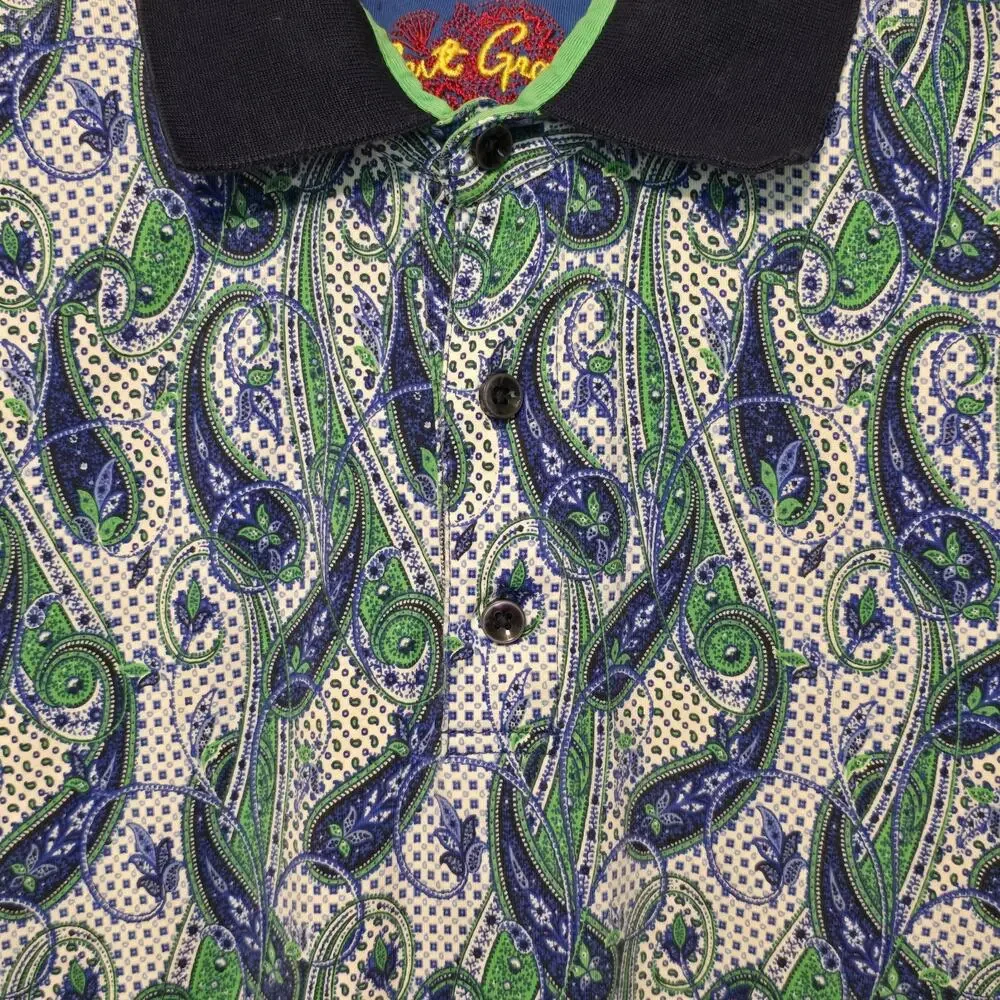 Robert Graham Paisley Print Mens Polo Size XS Classic Fit Short Sleeve Colorful - Picture 5 of 11